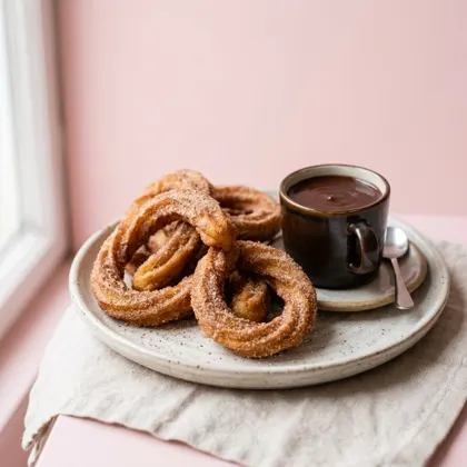 Churros com chocolate quente